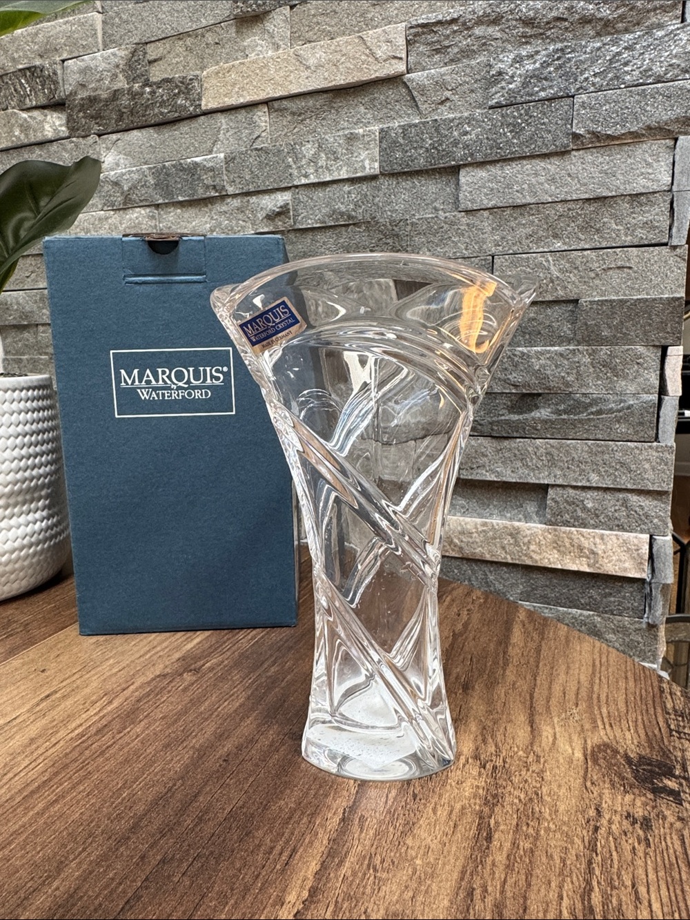 Marquis by Waterford Clear Crystal Swirl Vase
